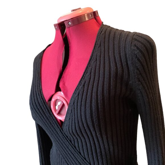 MEXX - Wrap V Neck crossover sweater top Cardigan BLACK - Medium - Picture 5 of 8